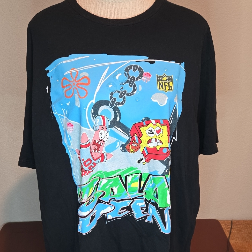 Junk Food Clothing BlackSpongeBob NFL Tee